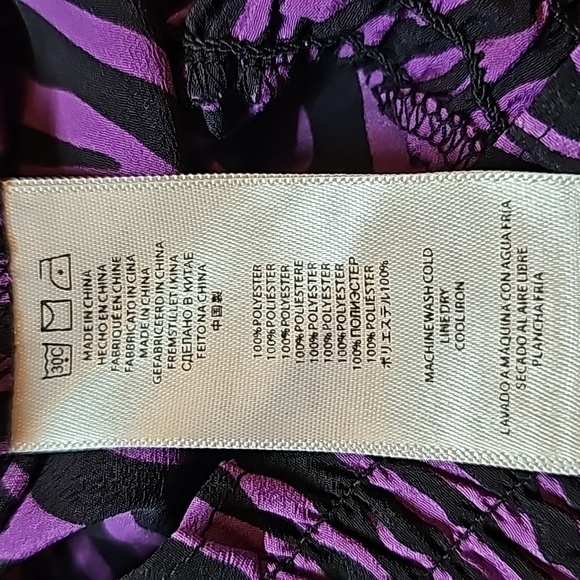 NEW MICHAEL MICHAEL KORS FLAWED PURPLE ZEBRA PRINT 3/4 SLEEVE BANDED TOP BLOUSE - Picture 13 of 14